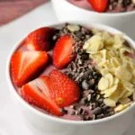 Strawberry-Chia Smoothie Bowl. A healthy smoothie in a bowl. Add some cocoa nibs and almonds for that crunchability factor! from Flavour and Savour