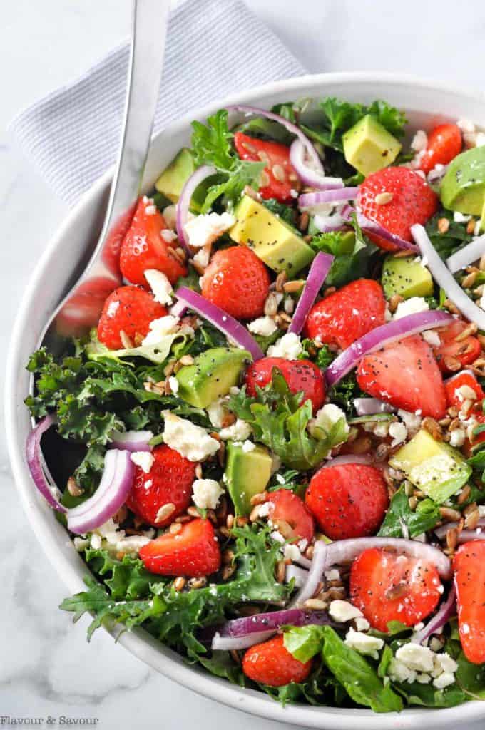 Strawberry Kale Salad with Poppy Seed Dressing - Flavour and Savour