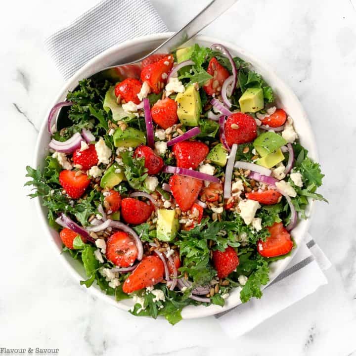 Strawberry Kale Salad with Poppy Seed Dressing - Flavour and Savour