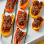 Spicy Stuffed Mini Peppers. A scrumptious Spanish tapa that can be made ahead of time. |www.flavourandsavour.com