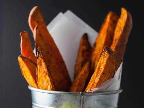 Crispy Air Fryer Sweet Potato Fries - Eating by Elaine