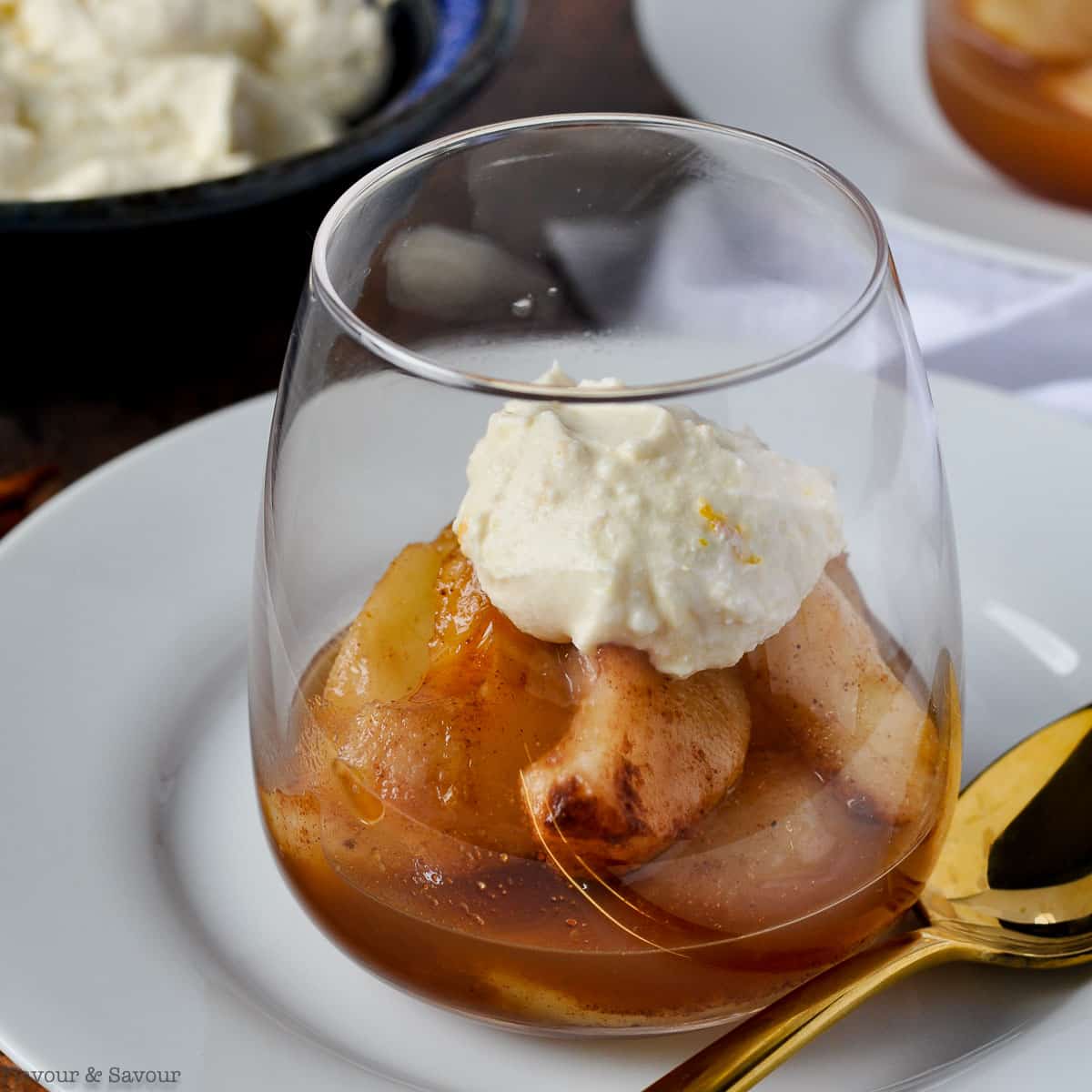 Poached Cinnamon Orange Pears With Mascarpone 