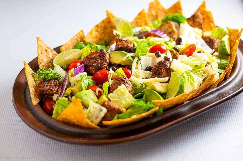 Skinny Chopped Chicken Taco Salad - Flavour and Savour