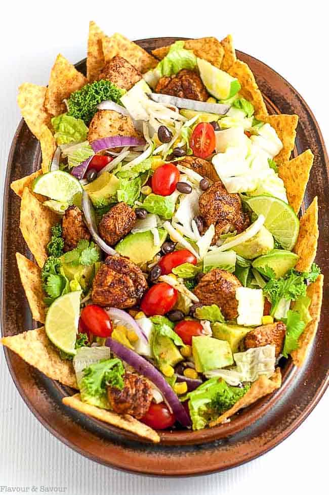 Skinny Chopped Chicken Taco Salad - Flavour and Savour