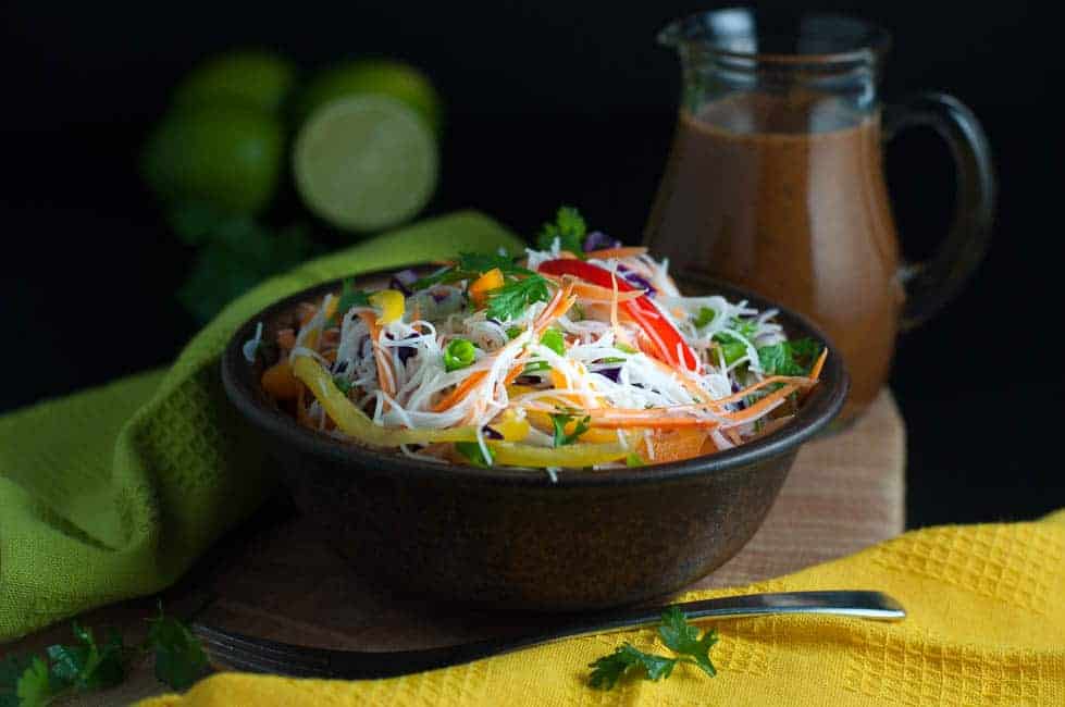 Super Crunchy Thai Noodle Salad With Spicy Peanut Sauce