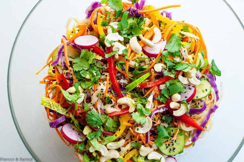 Super Crunchy Thai Noodle Salad with Spicy Peanut Sauce