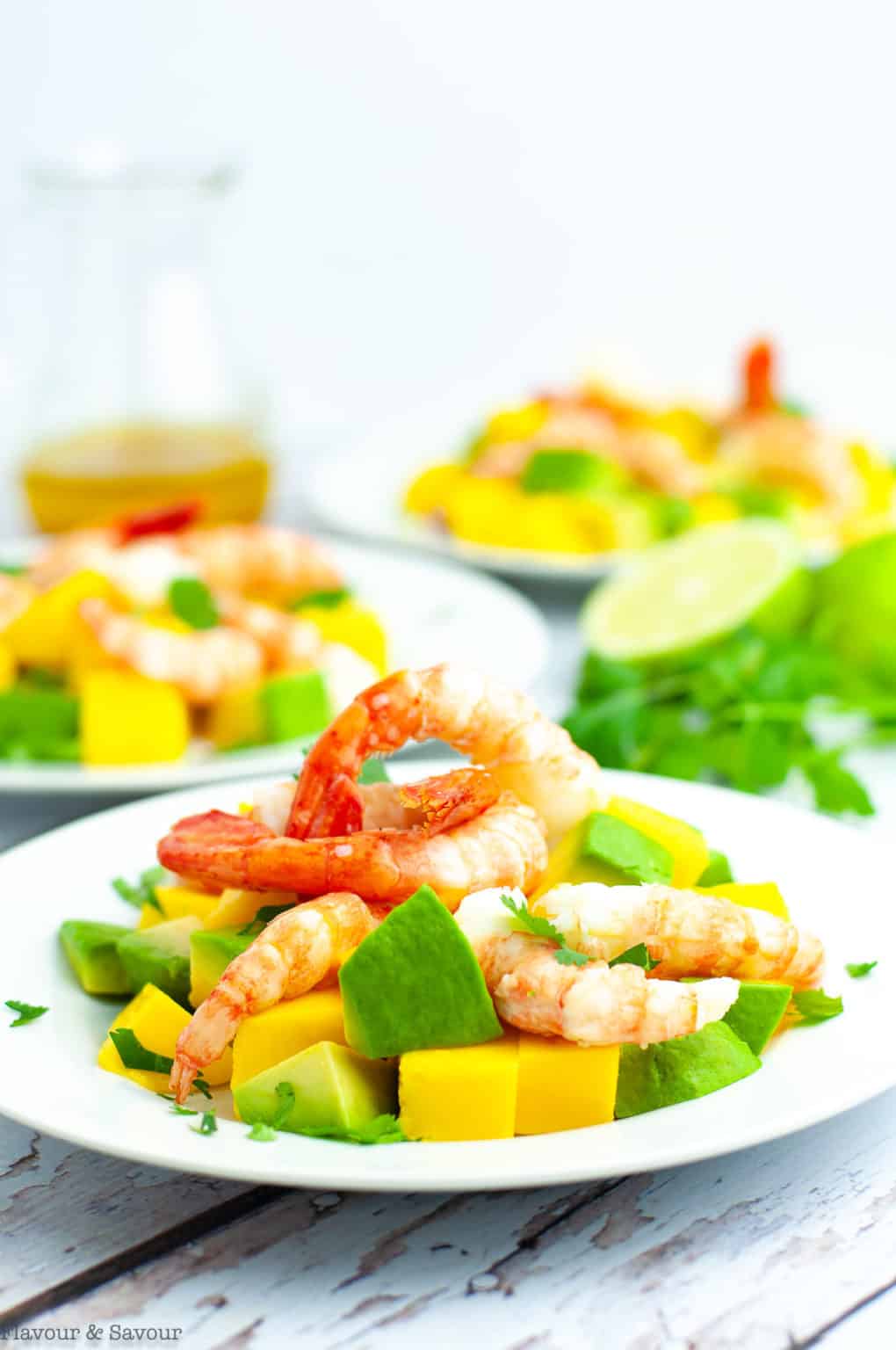 Prawn Mango Avocado Salad and Lemon Lime Dressing - Flavour and Savour
