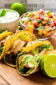 Grilled Fish Tacos with Pineapple Rhubarb Salsa - Flavour and Savour