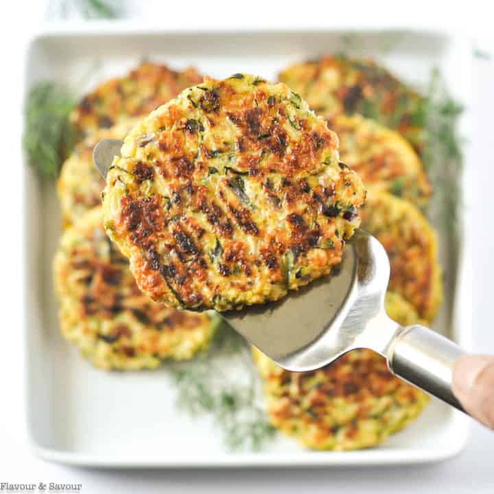 Crispy Baked Zucchini Patties with Lemon Tahini Dip - Flavour and Savour