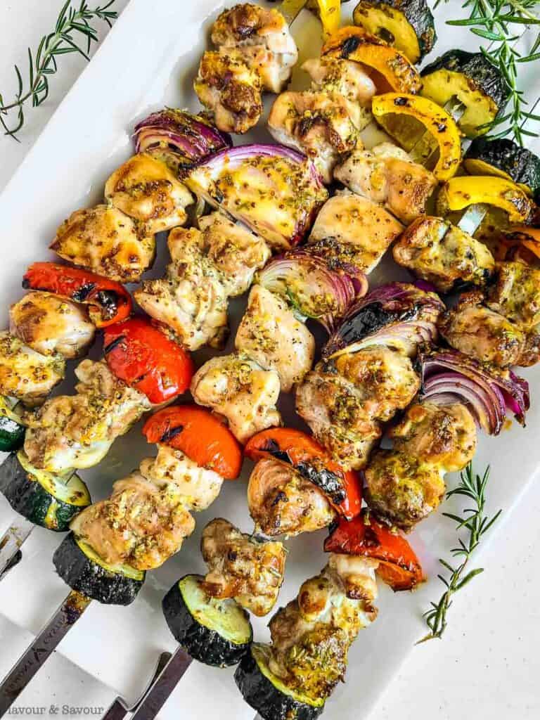 Grilled Rosemary Mustard Chicken Kabobs - Flavour and Savour