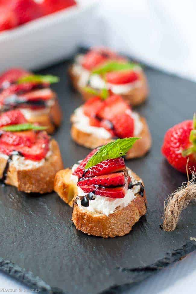 Strawberry Whipped Feta Crostini - Flavour and Savour