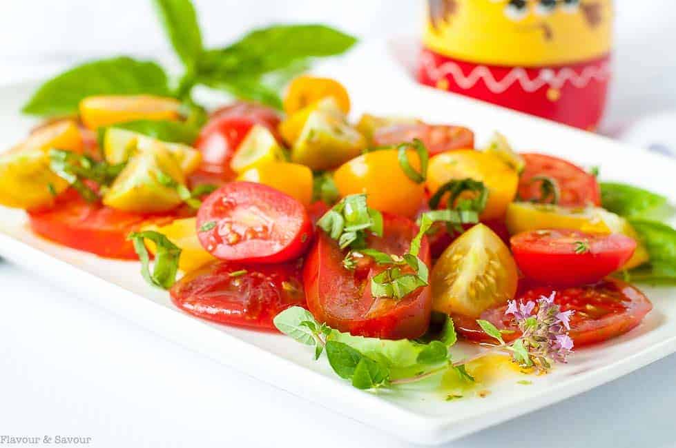 Heirloom Tomato Salad with Basil, Capers and Feta  Flavour and Savour