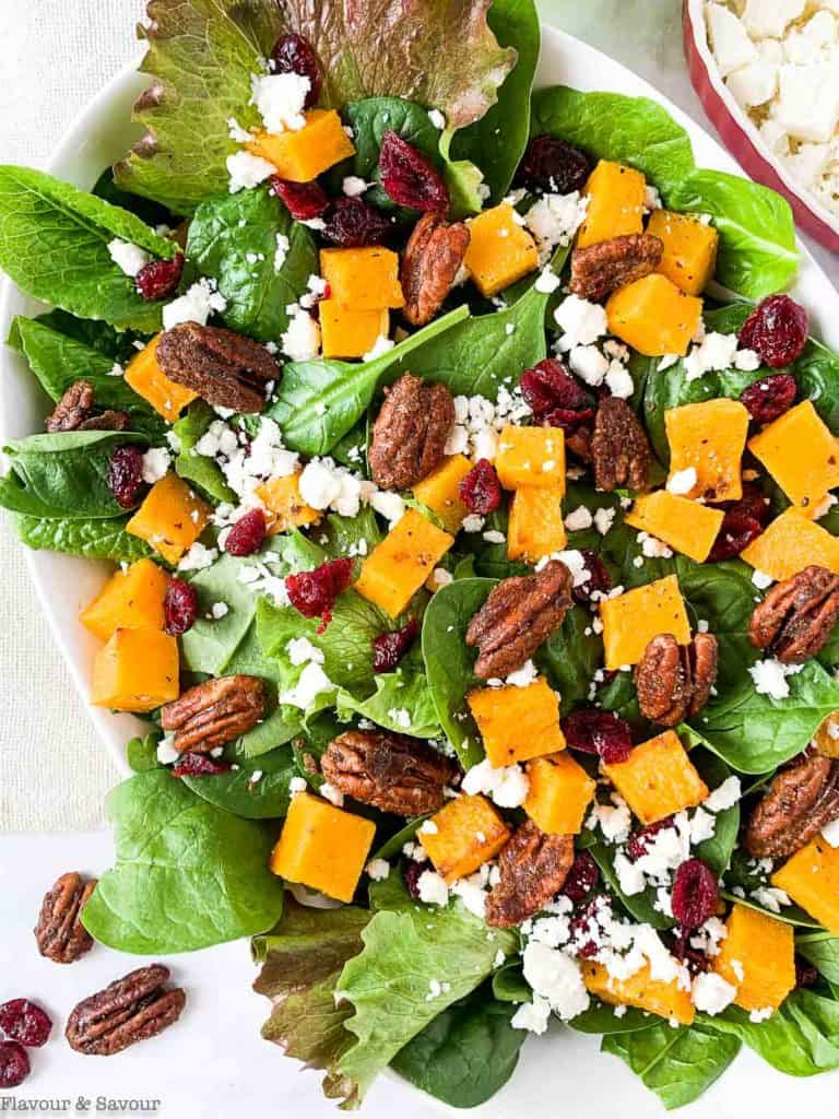 Butternut Squash Salad with Cranberries and Feta - Flavour and Savour