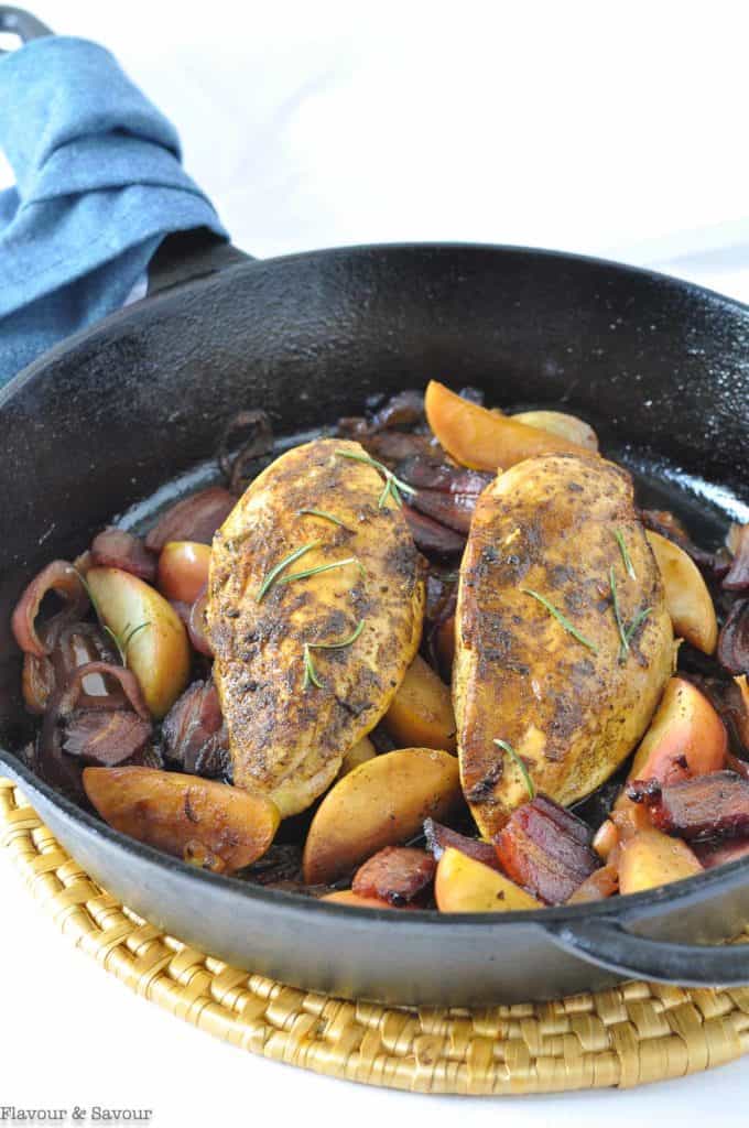 One-Pan Spiced Chicken with Apples and Bacon - Flavour and Savour