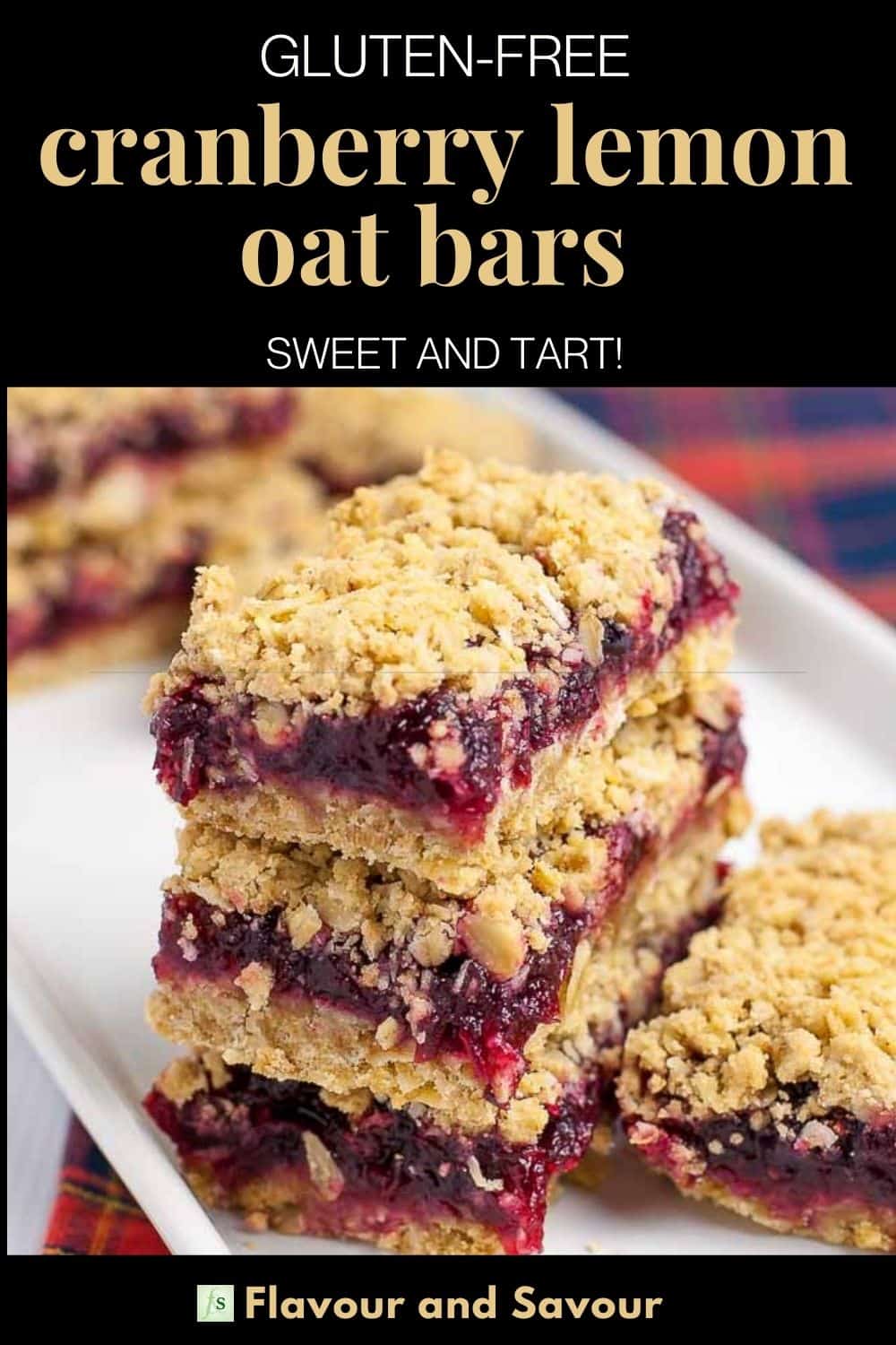 Gluten-Free Cranberry Lemon Oatmeal Bars - Flavour and Savour