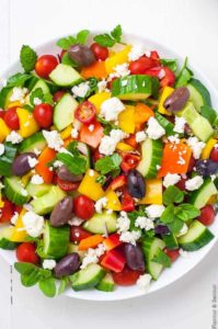 Marinated Lemon Chicken Greek Salad with Mint - Flavour and Savour