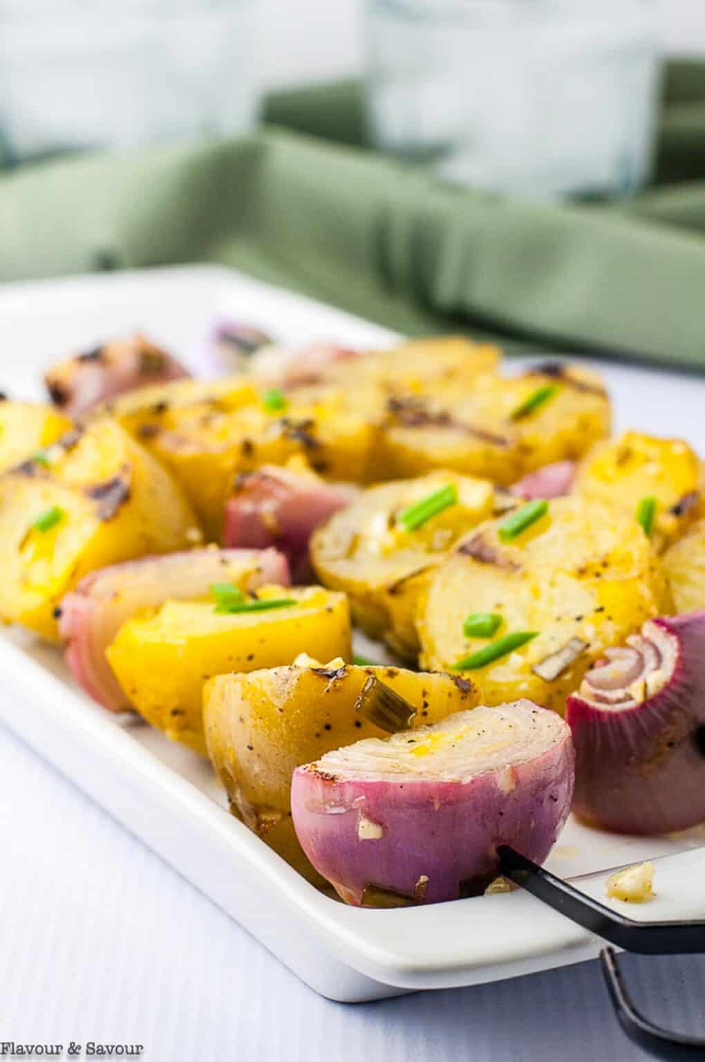 Grilled Lemon Garlic Potato Kabobs Flavour and Savour