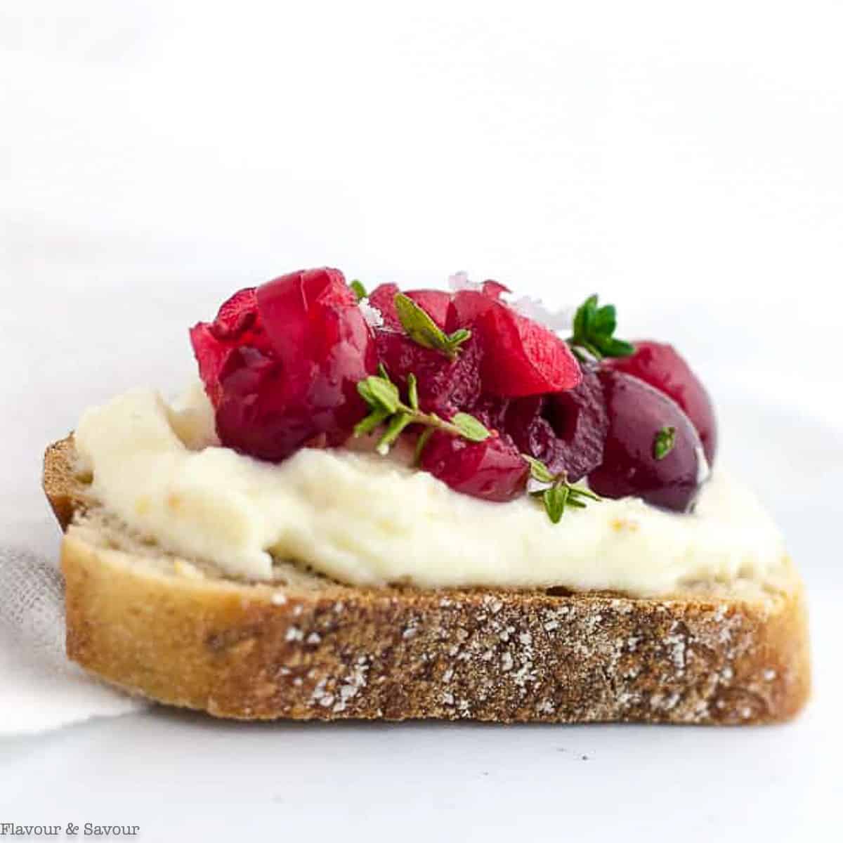 Cranberry Whipped Ricotta Crostini - Flavour and Savour