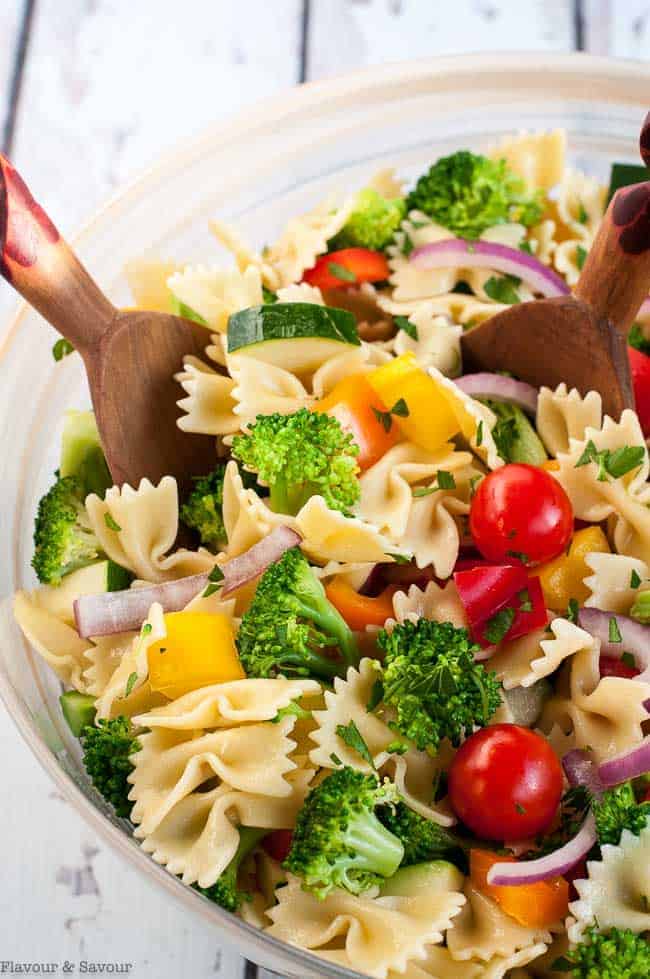 Summer Veggie Pasta Salad with Feta Dressing - Flavour and Savour