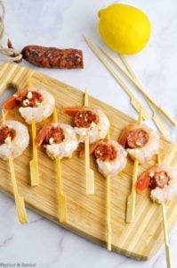 Prawn and Chorizo Skewers with Lemon Dip - Flavour and Savour