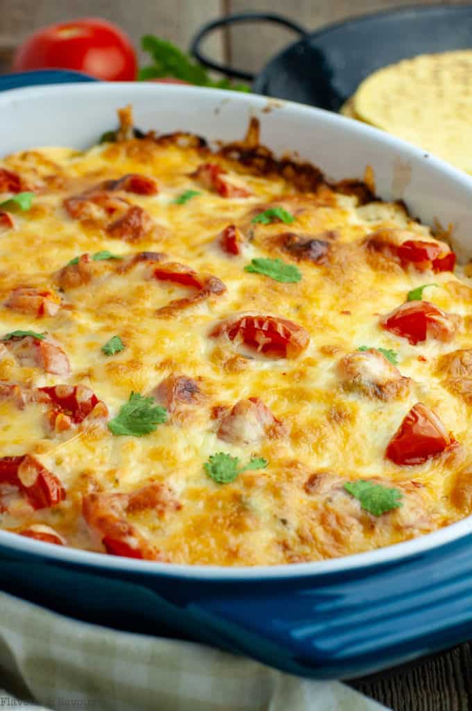 Salsa Verde Chicken Tortilla Casserole - Flavour and Savour