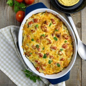 Salsa Verde Chicken Tortilla Casserole - Flavour and Savour