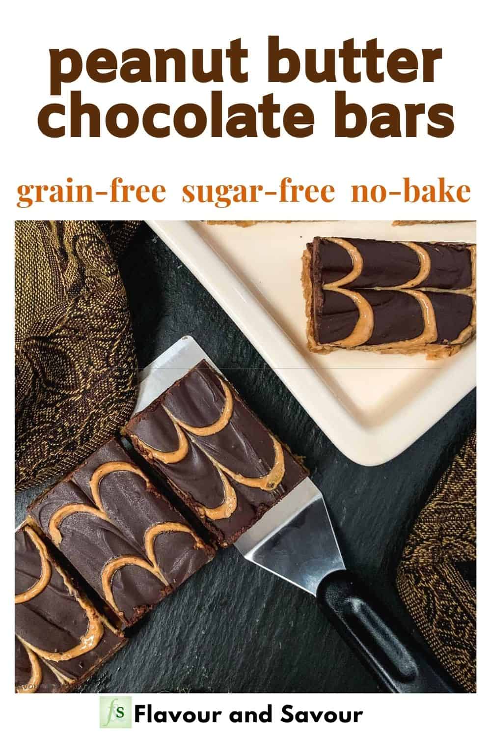 Grain-Free Peanut Butter Swirl Chocolate Bars - Flavour and Savour