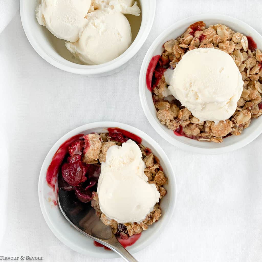 Air Fryer Cherry Almond Crisp - Flavour and Savour