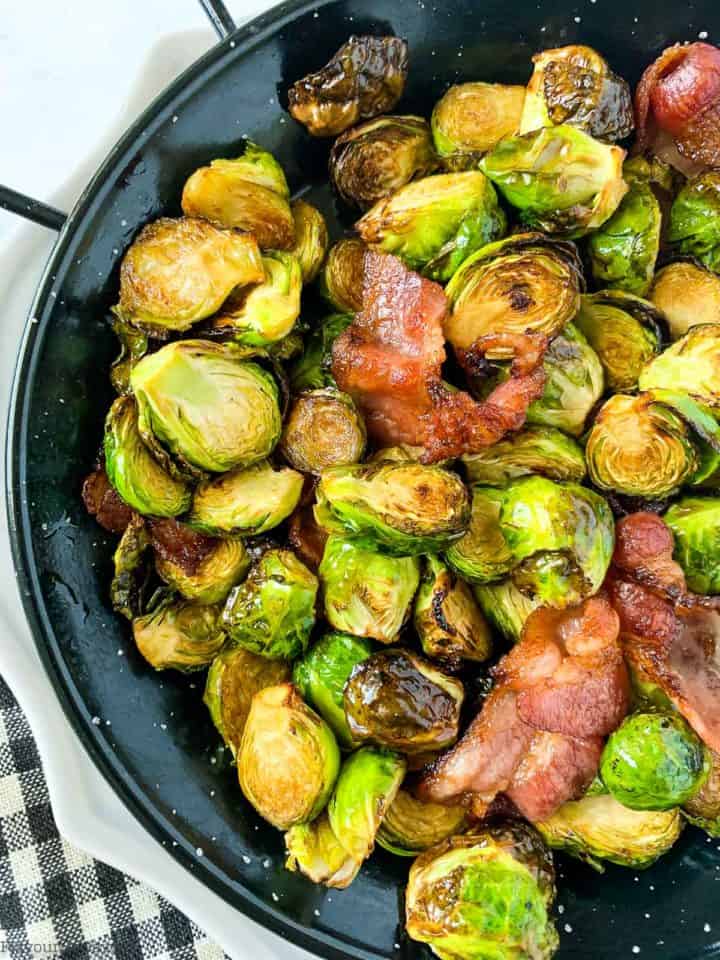 Air Fryer Balsamic Brussels Sprouts with Bacon - Flavour and Savour