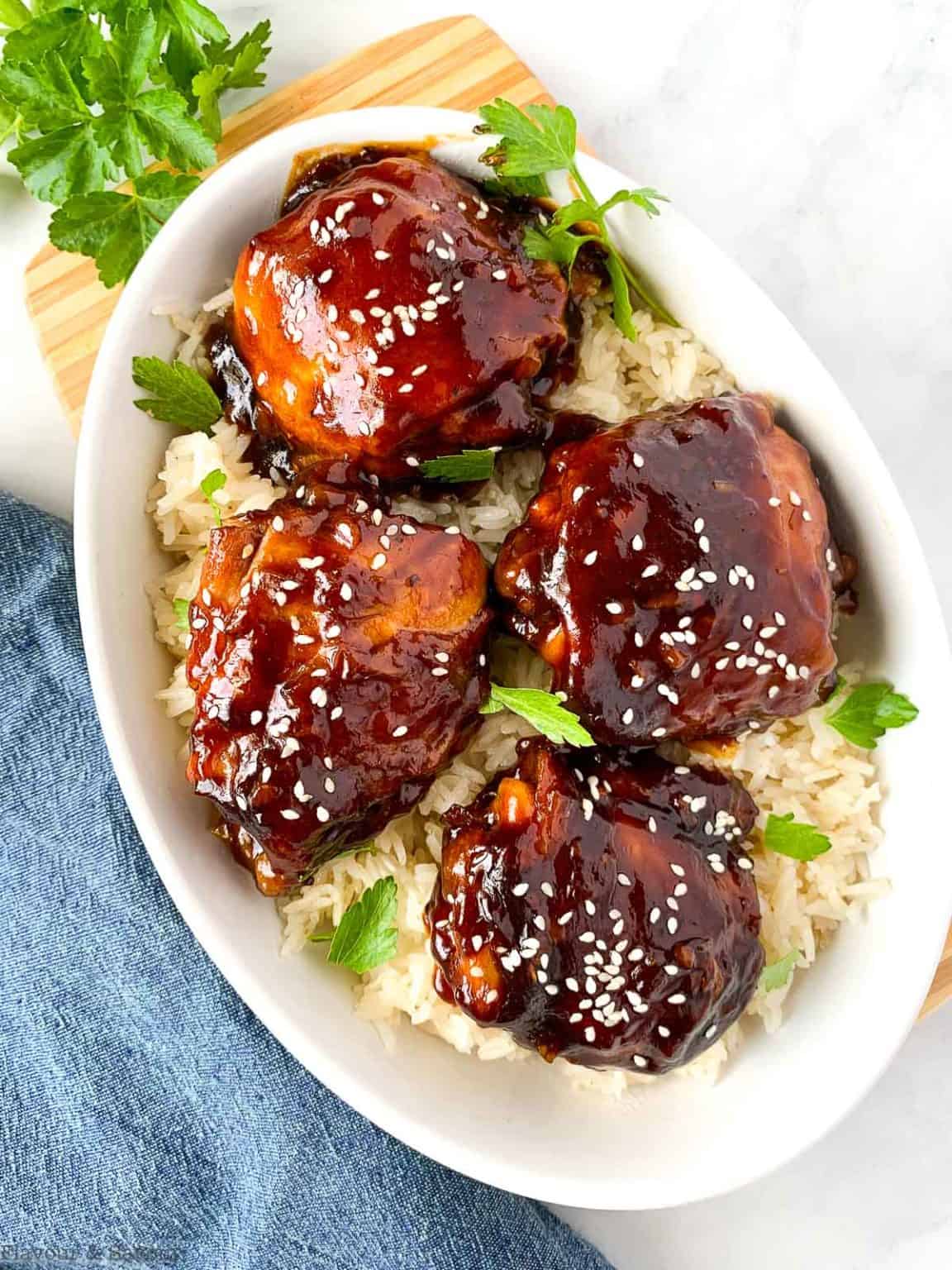 Instant Pot Sticky Chicken Thighs - Flavour and Savour