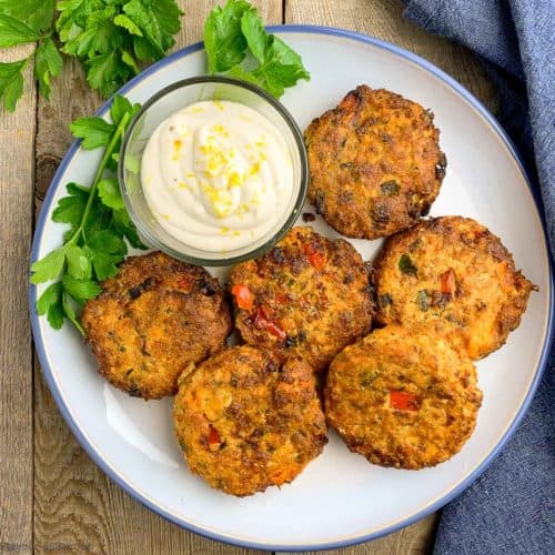 Crispy Air Fryer Salmon Patties with Lemon Aioli - Flavour and Savour