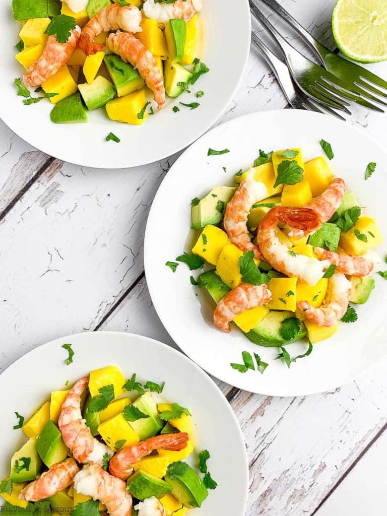 Prawn Mango Avocado Salad and Lemon Lime Dressing - Flavour and Savour