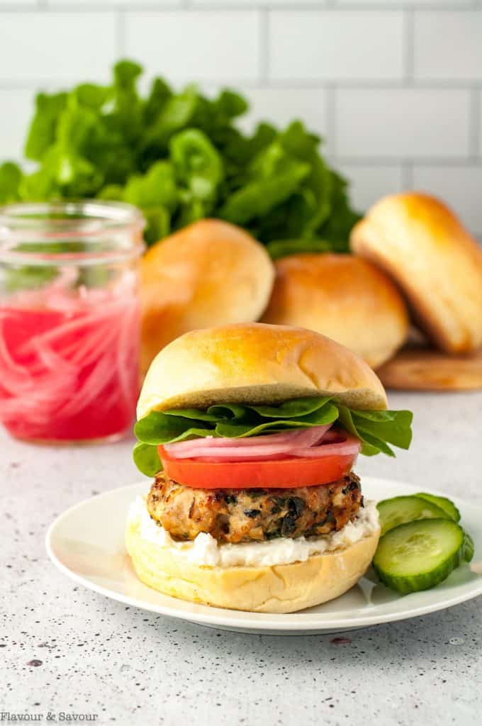 Greek Chicken Burgers with Spinach and Feta - Flavour and Savour