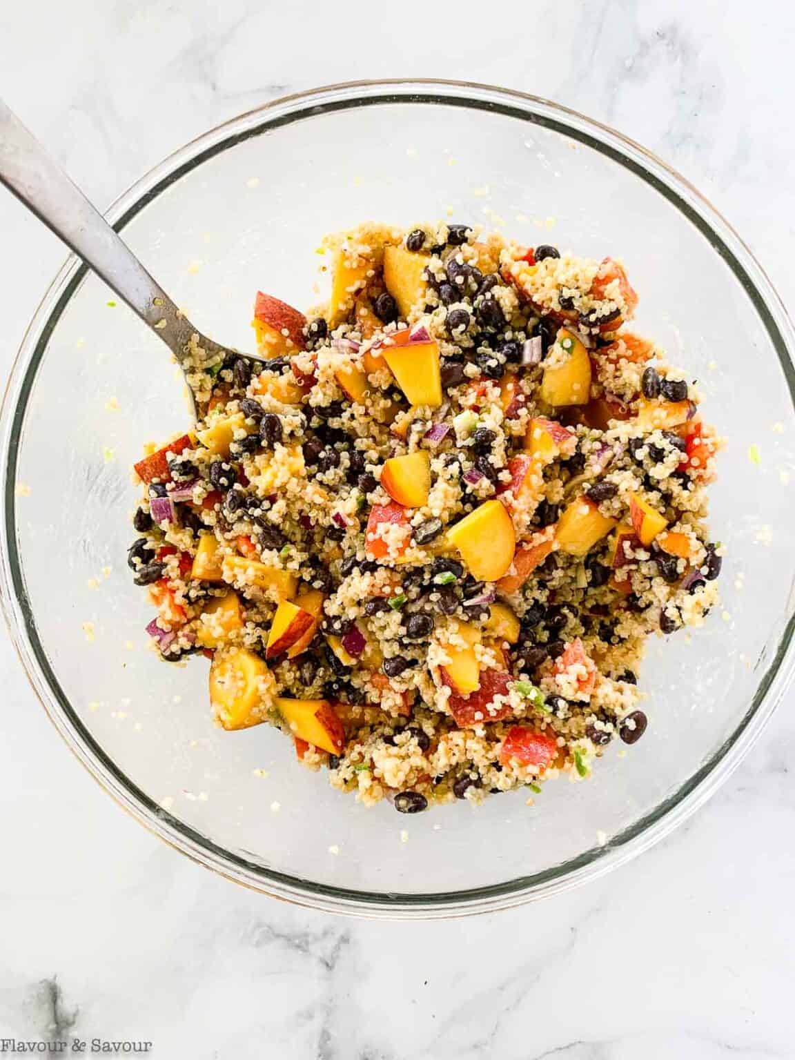 Quinoa Black Bean Salad with Peaches - Flavour and Savour