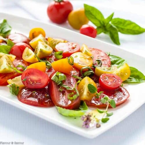 Heirloom Tomato Salad With Basil, Capers And Feta - Flavour And Savour