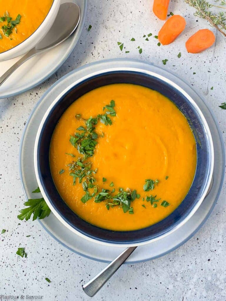 Easy Roasted Carrot Ginger Soup Recipe - Vegan - Flavour and Savour