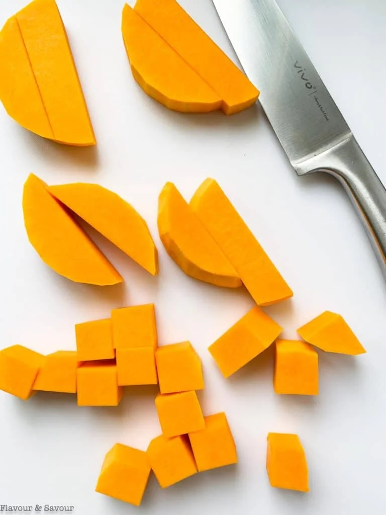 butternut squash sliced into cubes