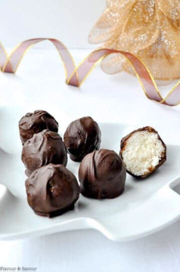 Easy Chocolate Coconut Bites - 4 ingredients - Flavour and Savour