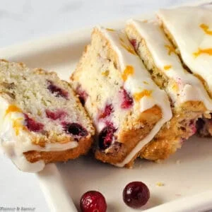 slices of glazed cranberry orange bread