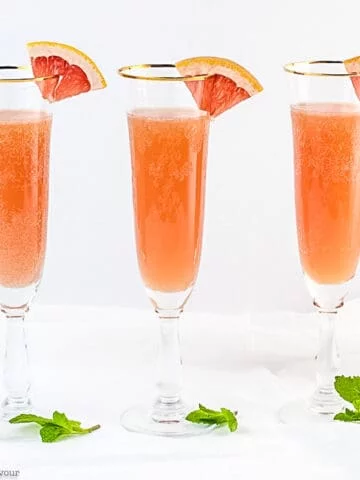 3 flutes of sugar-free grapefruit ginger mocktail spritzer