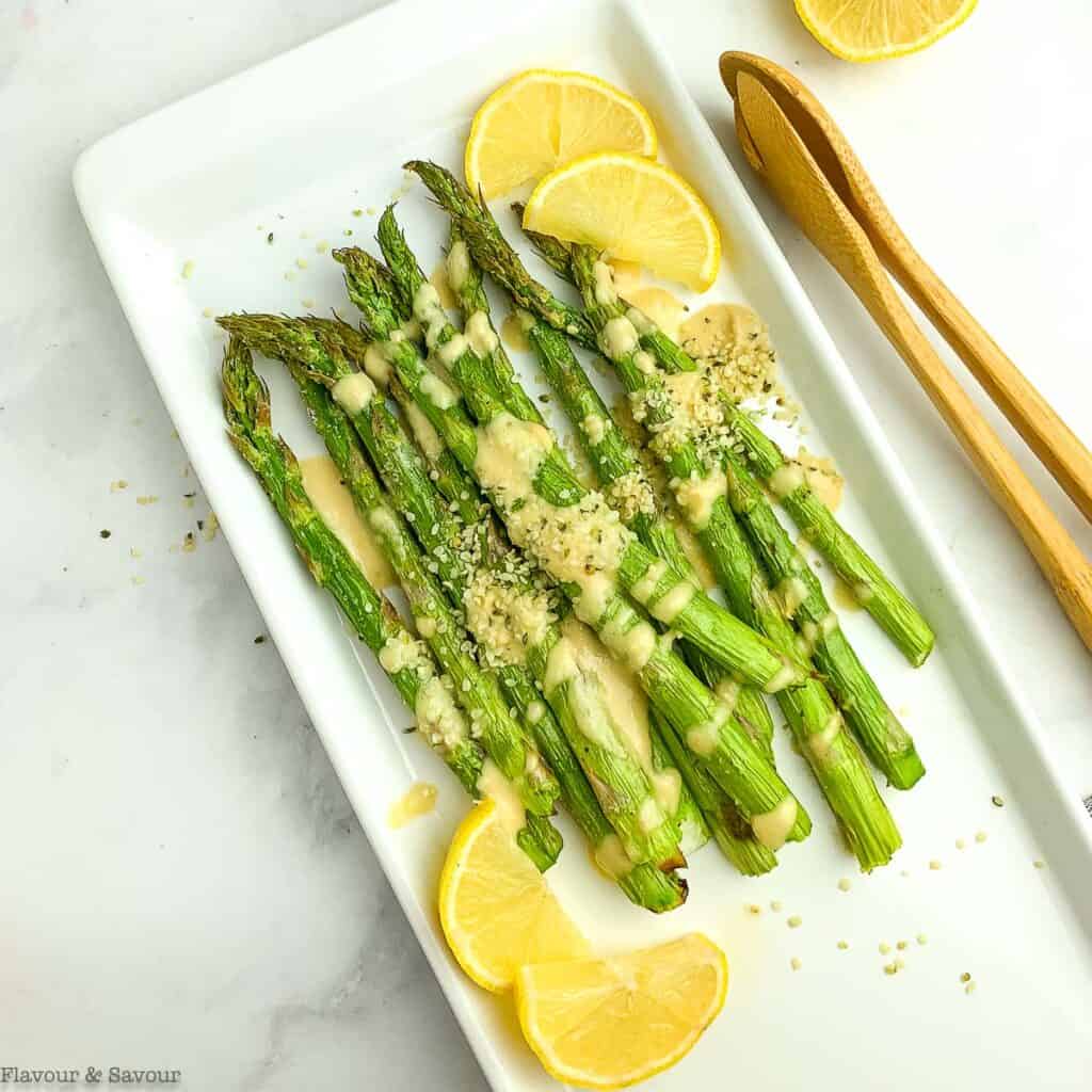 Air Fryer Lemon Tahini Asparagus - Flavour and Savour