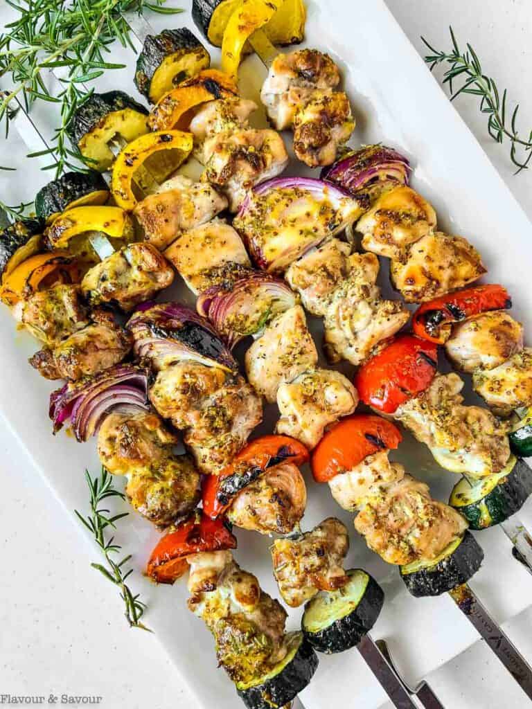 Grilled Rosemary Mustard Chicken Kabobs - Flavour and Savour