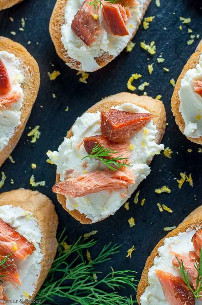 Smoked Salmon Crostini with Whipped Goat Cheese - Flavour and Savour