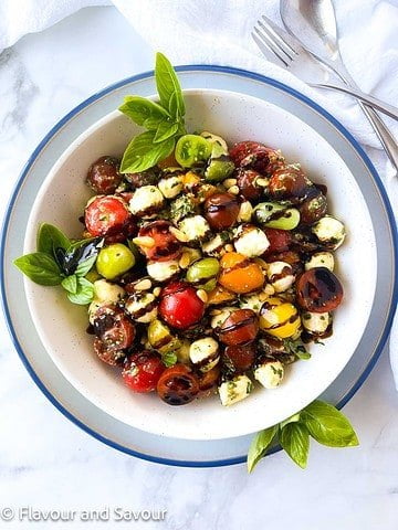 Easy Pesto Caprese Salad with Cherry Tomatoes - Flavour and Savour