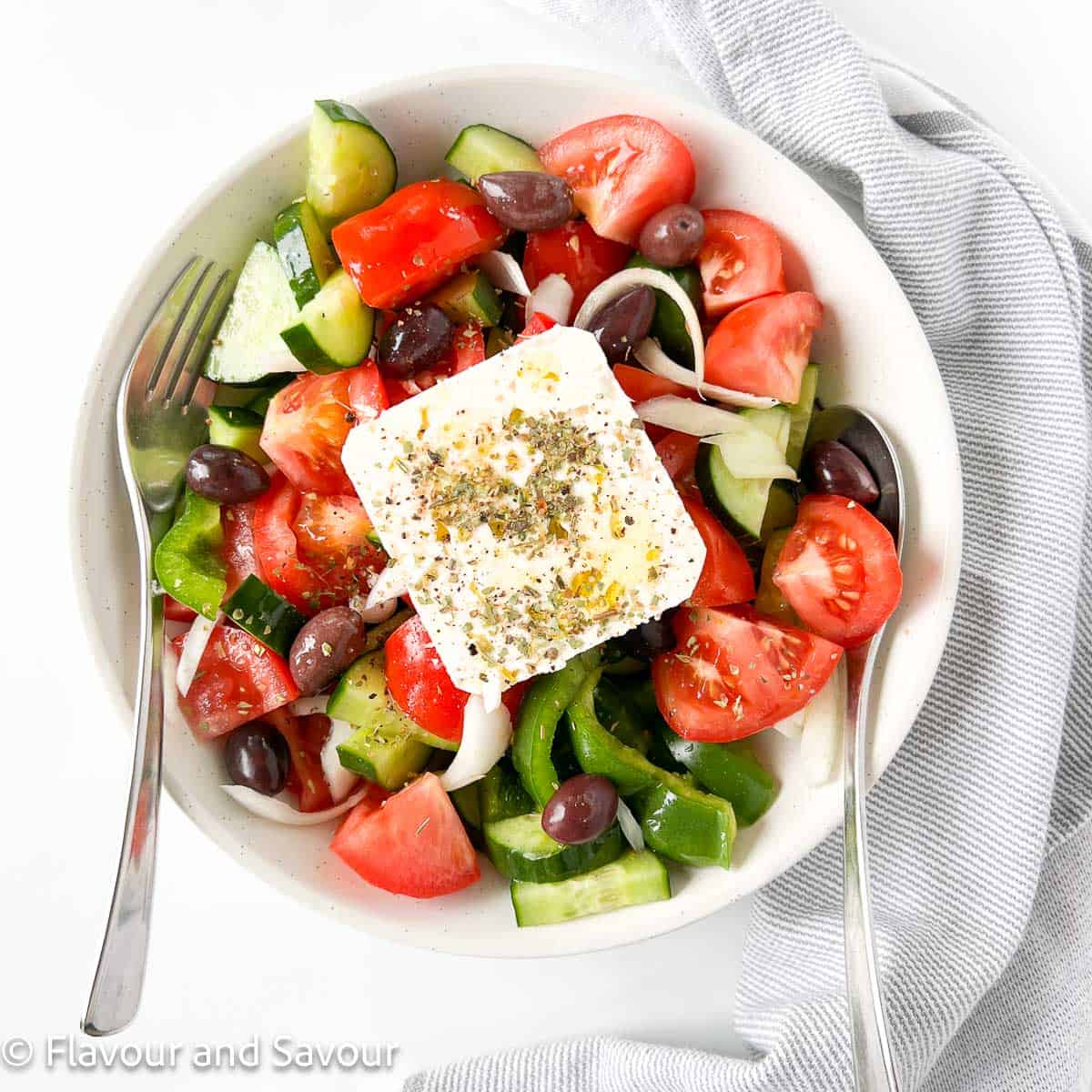 Traditional Greek Salad (Horiatiki) - Flavour and Savour