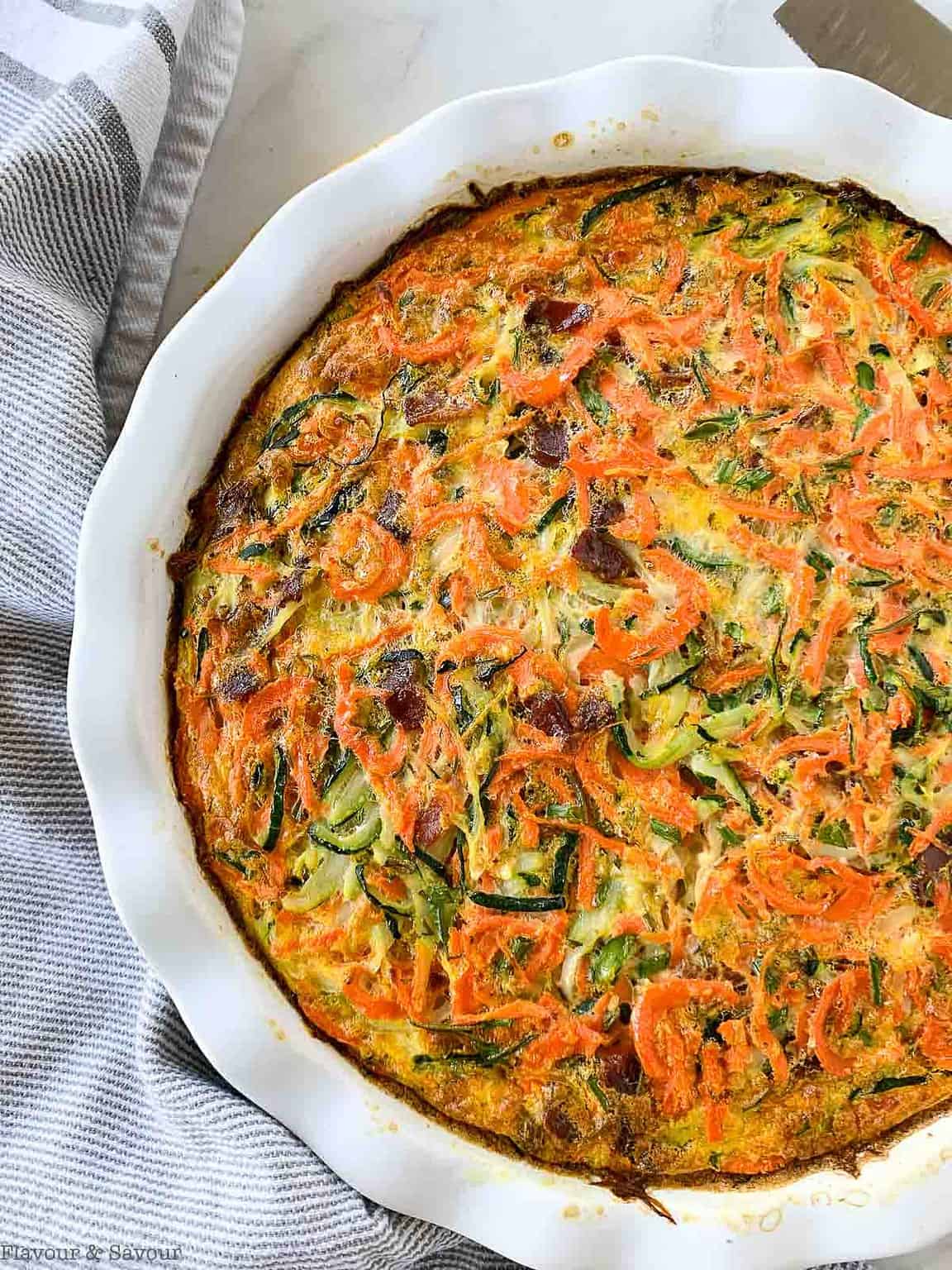 Paleo Zucchini Carrot Quiche with Bacon and Herbs - Flavour and Savour