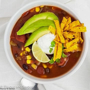 Slow Cooker Vegan Black Bean Soup with chipotle.