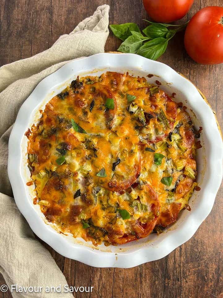 Easy Crustless Tomato Pie Recipe (Gluten-Free) - Flavour and Savour