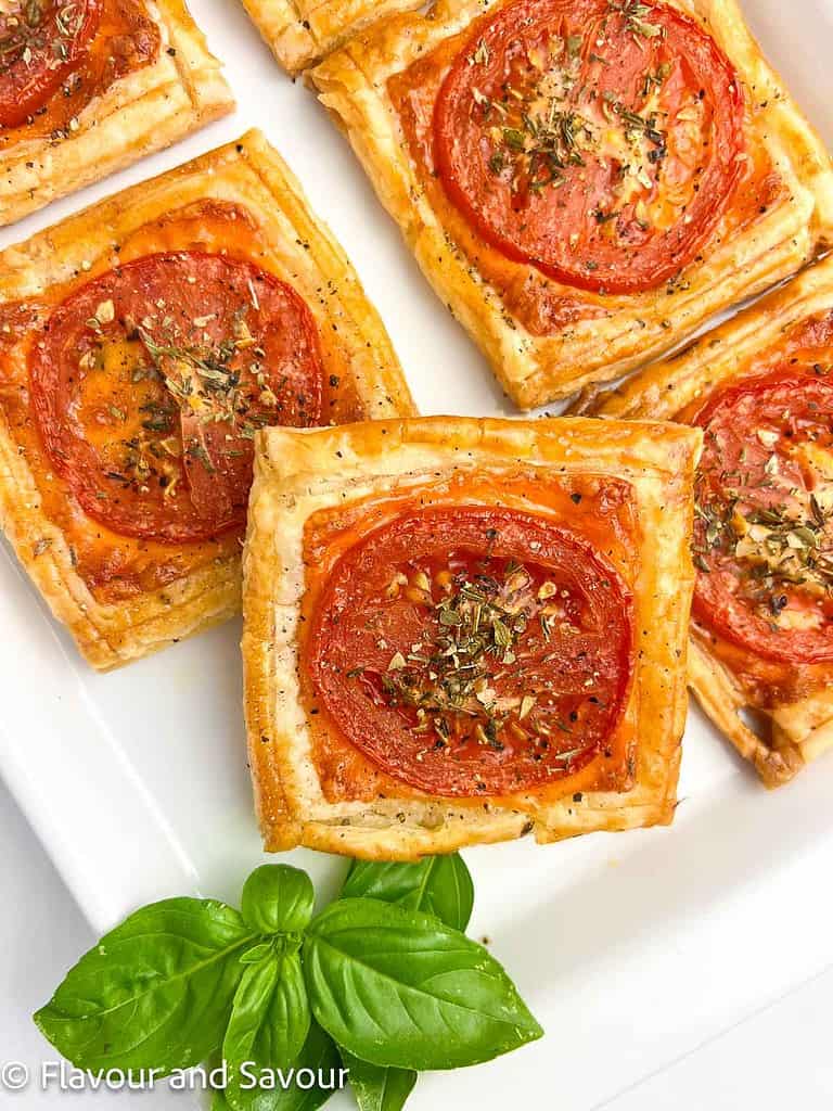 Puff Pastry Pizza Tarts with Tomato and Cheddar - Flavour and Savour