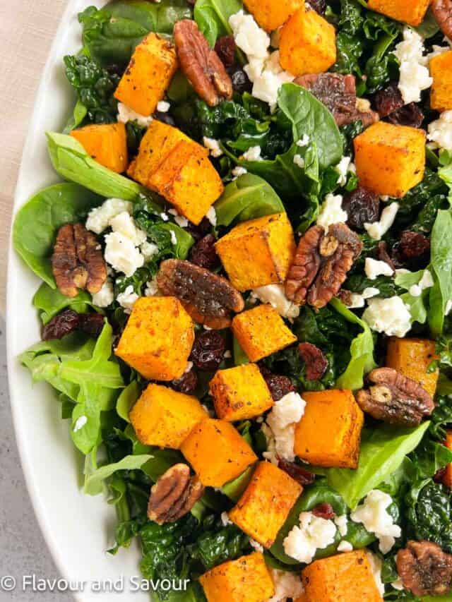 Butternut Squash Salad with Cranberries and Feta - Flavour and Savour